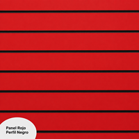Panel Rojo con Perfil Beige 1200x1200mm, Panel de Exhibición Reforzado con Tablero de Partículas de Alta Densidad y Aluminio