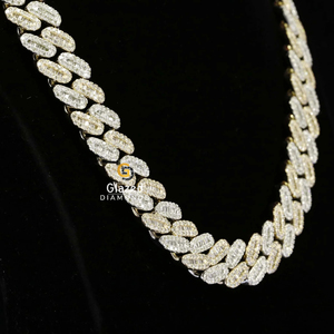 New 10Kt White Gold Hip Hop <b>Cuban</b> <b>Chain</b> Crafted VVS Clarity Moissanite Diamonds Baguette Cut Attractive Iced Jewelry Main <b>Silver</b> - Product Image 5
