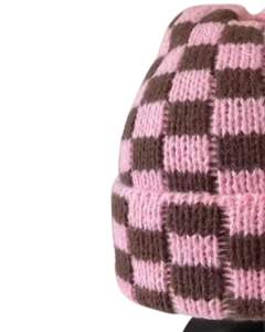 Gorro de Punto a Cuadros Rosa Marrón de Invierno, Grueso, Cálido, Mezcla de Lana, Suave y Elástico, Fabricante Personalizado, Unisex, para Clima Frío - Product Image 5