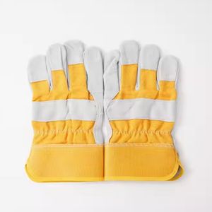 Guantes DE TRABAJO estilo conductor para hombre Función antideslizante de cuero dividido de cerdo amarillo - Product Image 2