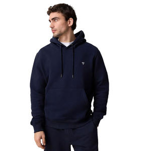 Sweat à capuche décontracté streetwear d'hiver pour hommes avec poche kangourou noire style uni - Product Image 1