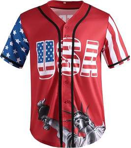 Personnalisable Imprimé 100% Polyester Unisexe Baseball Softball Jersey Qualité Supérieure Respirant Séchage Rapide Protection UV Américain - Product Image 2