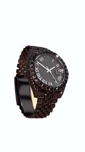 Luxury Unisex Mechanical <b>Sport</b> <b>Watch</b> Just Date Black Moissanite Diamond Hip Hop Style Fully Iced Analog Glass Stainless Steel - Product Image 2