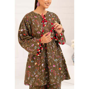 ชุดสูทผ้าวิสโคสพิมพ์ลายสไตล์โบโฮ 2 ชิ้น ระบายอากาศได้ดีและเอวยางยืด WNST-52005 - Product Image 2