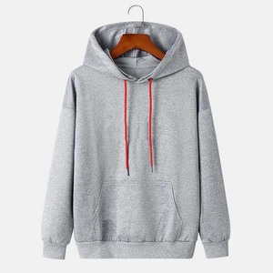 Color gris brezo liso de gran tamaño Logo diseño en blanco estilo casual pulóver 100% algodón hombres y mujeres sudaderas con capucha de manga larga básicos - Product Image 1
