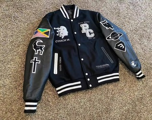 Fabricant OEM, veste universitaire de haute qualité, manches en cuir avec broderie en chenille, veste universitaire de baseball personnalisée - Product Image 4