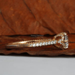 Anillo de compromiso de diamante cultivado en laboratorio de corte redondo de 1,2 quilates, regalo de aniversario de diamante CVD de oro rosa para ella - Product Image 3