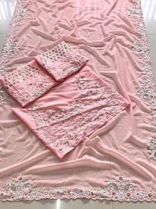 Parti traditionnel indien porter doux Georgette Saree Blouse ethnique meilleure vente tendance Designer en gros femmes de haute qualité - Product Image 5