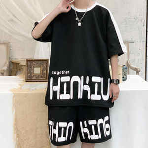 Traje deportivo de ocio de verano para hombre, camiseta de manga corta y pantalones cortos, chándales de ocio para correr, conjunto de 2 piezas - Product Image 5