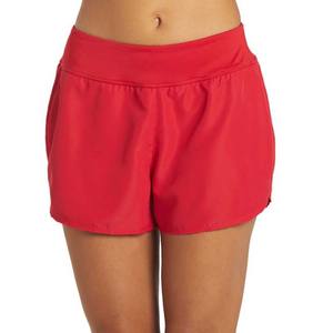 Ropa de gimnasio ligera con tinte liso, pantalones cortos de entrenamiento para Fitness, pantalones cortos cómodos de tela transpirable para mujer, Color rojo, Verano - Product Image 1