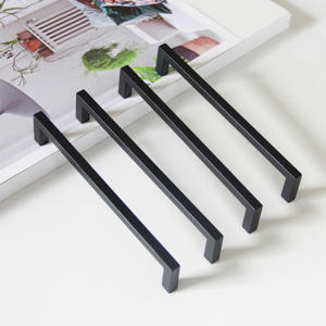 Poignées de meuble rectangulaires modernes et minimalistes en alliage de zinc noir pour tiroirs de cuisine, commodes et mobilier de chambre - Product Image 1