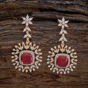 Boucles d'oreilles pendantes en forme de fleur de zircon 178493 – Bijoux religieux tendance pour mariage en alliage de zinc, acier inoxydable et cuivre - Product Image 1