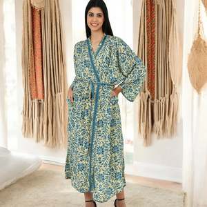 "Beige <b>Blue</b> Floral Kimono Cover-up <b>Cami</b> Set for Women-One Size" - Product Image 3