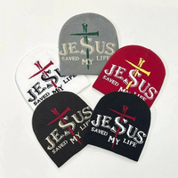 Direct Factory hiver chrétien 100% acrylique bonnet-foi porter jésus lettrage écriture Message pointillé dessin animé arcs voyage