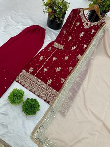 Nuevo Conjunto de Salwar y Palazzo de Seda Banarasi Estilo Himachali para Novia, Fiesta o Evento Especial con Dupatta, Diseño Personalizado y Cómodo, 2025 - Product Image 5