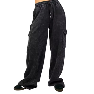 Chándales personalizados para mujer algodón French Terry Vintage ácido lavado desgastado Sudadera con capucha pantalones de chándal y Sudadera con capucha Jogger Set - Product Image 4