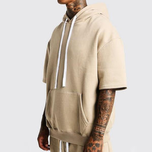 Nouvelle Arrivée - Sweat à Capuche Brodé Classique Oversize en Polaire Épaisse 3/4 pour l'Hiver - Pullover Streetwear 100% Coton Uni - Product Image 2