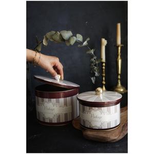 Round <b>Metal</b> <b>Tin</b> Box Set Dia 175x155 - Dia 140x125 Knob Handle (Set of 2) Elegance Elegance Design - Product Image 1
