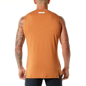 Service OEM sur mesure débardeurs pour hommes couleur unie décontracté débardeurs sans manches en coton tricoté vente de logo imprimé grande taille - Product Image 2