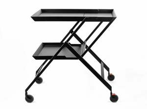 Sleek Metal Two Tier Serving Cart With Glass Trays And Gold Accents For Sophisticated Interior Styling And Beverage Service - Product Image 3