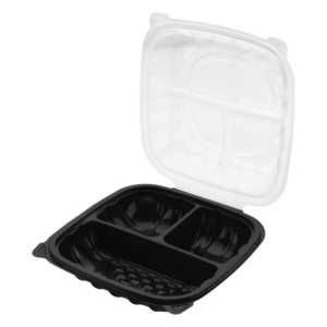 ProTakeOut, [9 x 9] Duo-Colored, 100 Pack, 3-Comp Hinged, PP Take-Out <b>Containers</b> Durable & BPA Free Microwave Safe <b>Boxes</b> - Product Image 1