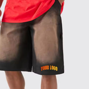 casual Wear <b>MEN</b> ACID WASH <b>Shorts</b> High Quality 100% Cotton Sun Fade with Rhinestone Solid <b>Pattern</b> Streetwear Sun Fade <b>Shorts</b> - Product Image 2