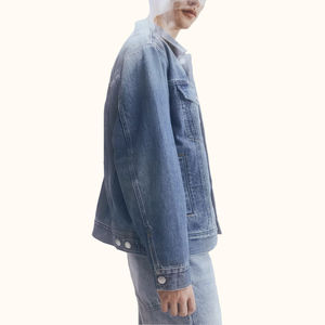 Veste en jean vintage bleu premium pour homme, coupe ample, décontractée, en coton, pour le printemps, l'automne et l'hiver, mode unie teinte - Product Image 5