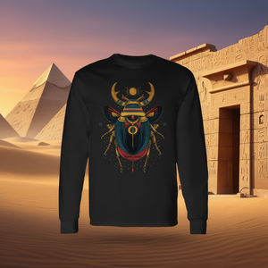 Camiseta de Manga Larga con Diseño de Escarabajo del Dios Egipcio Antiguo, Inspirada en la Egyptología, Producto Promocional - Product Image 3