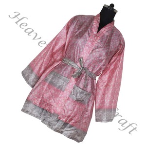 KS003 2024 Vintage seda Sari Floral estampado corto Vintage Sari Kimono Long Beach Cover UP vestido étnico indio Maxi Albornoz vestido - Product Image 1