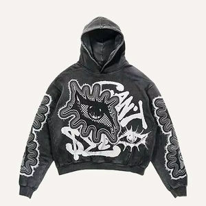 Sweat-shirts thermiques à capuche surdimensionnés confortables pour hommes, avec poches kangourou multi-designs 3D, en coton, pour garçons, avec patchs - Product Image 2