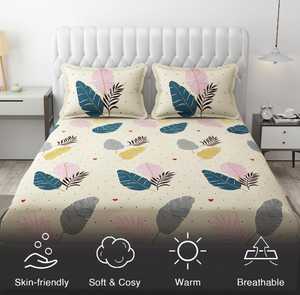 ชุดผ้าปูที่นอนผ้าฝ้ายคุณภาพดี 3 ชิ้น ลายดอกไม้คลาสสิก ทนทาน ออร์แกนิค 200 เส้นด้าย ใช้ได้ทุกฤดู สบายมาก - Product Image 3