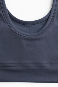 Women Yoga <b>Sports</b> Ribbed Elastic Material High Quality Wide Shoulder Straps Dark <b>Blue</b> Color Seamless Ribbed Tank <b>Sports</b> <b>Bra</b> - Product Image 6