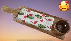 Long Bat Shape Printed Wooden Platter Handcrafted Decorative Serving Tray <b>for</b> Snacks, Appetizers, and Dining Table <b>Display</b> - Product Image 5