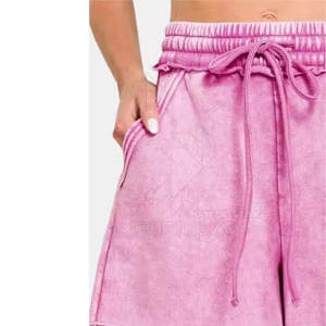 2025 élégant taille haute lavage à l'acide femmes Shorts respirant taille haute conception confortable taille haute femmes Shorts - Product Image 3