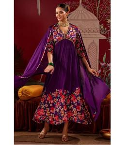 Nouvelle collection de vêtements ethniques décontractés pour femmes, robe en chinon à imprimé numérique, ensemble pantalon et dupatta, Maruti Fashion, style indien pakistanais - Product Image 1