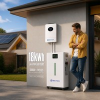 Système de stockage d'énergie LiFePO4 18 kWh 51,2 V 360 Ah avec bande lumineuse LED pour système solaire domestique, également disponible en 32 kWh et 36 kWh, stock UE