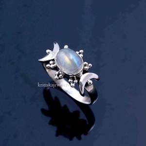 Anillo fino de Plata de Ley 925 más vendido, piedra lunar de corte ovalado, piedra preciosa, venta al por mayor, regalo de compromiso de boda para mujer, estilo bohemio - Product Image 3