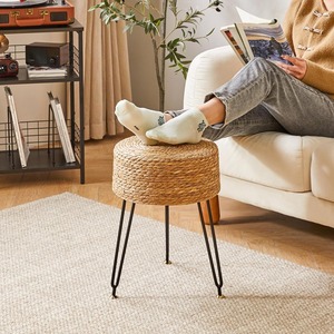 Repose-pieds en jacinthe d'eau rustique élégant pouf pouf repose-pieds fait à la main avec pieds en métal meubles de maison fabriqués à partir du Vietnam - Product Image 6