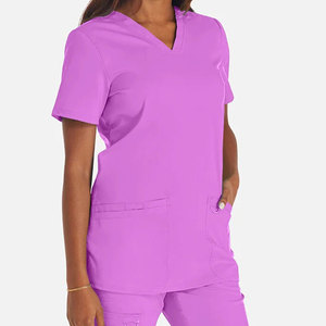 Uniformes médicaux d'hôpital personnalisés, blouses médicales, col rond, fermeture éclair, ensembles de blouses pour infirmières pour femmes avec logo personnalisé - Product Image 2