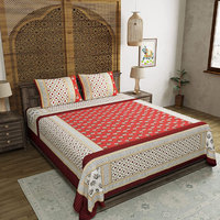 Indio sábana de algodón con estampado Sanganeri, ropa de cama moderna con fundas de almohada para dormitorio, juego de cama de lujo, venta al por mayor