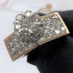 แหวนหมั้นสีทอง14K 18K พร้อมเพชรธรรมชาติทำด้วยมือจริงของขวัญเครื่องประดับสุดหรูคลาสสิกสำหรับผู้หญิง - Product Image 1