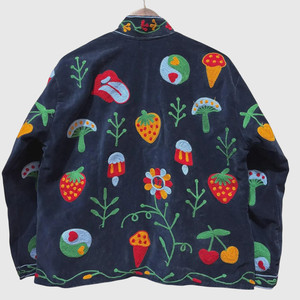 Chaqueta con Cuello Mandarín Bordada a Mano con Diseño Floral, Manga Larga, Talla Grande para Adultos, Material de Terciopelo, Largo Regular, con Cierre - Product Image 2