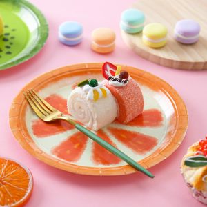 Platos de papel de fruta de verano de 9 pulgadas, platos de fiesta de cumpleaños de postre temático de cena de fruta desechable, suministros para Baby Shower de verano - Product Image 6