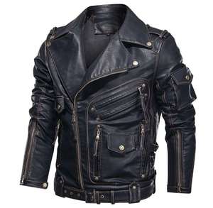 Chaquetas de cuero para hombre con etiqueta personalizada, hechas de fábrica para la comodidad de la motocicleta. Tamaños de Venta caliente, calidad premium garantizada. - Product Image 1
