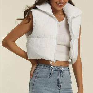 Ropa informal para mujer estilo de invierno 2024 nueva oferta Crop Top Puffer chaleco bajo MOQ buen diseño Crop Top Puffer chaleco - Product Image 5