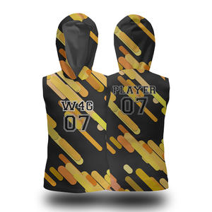 Ensembles d'uniformes de flag football sans manches respirants de haute qualité, personnalisables, vente en gros, maillots et shorts sur mesure, coupe longue devant - Product Image 6