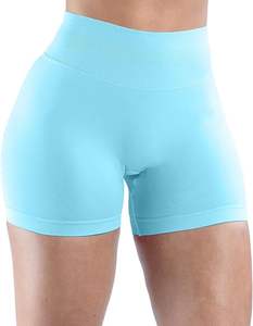 Pantalones cortos de yoga elásticos de poliéster 100% para gimnasio activo de cintura cruzada de alta moda para mujeres con bolsillos laterales - Product Image 2