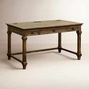 Averie Writing <b>Desk</b> with Built-In <b>Electrical</b> Outlets Rectangular Engineered Wood Computer <b>Desk</b> Metal Frame Model <b>DESK</b>-0044 - Product Image 1