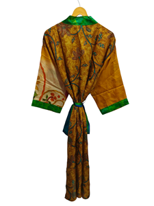 Colorful Bathrobe Soft <b>Kimono</b> Night Wear <b>Long</b> <b>Robe</b>, Handmade Indian Vintage Silk Sari <b>Kimono</b>, - Product Image 4