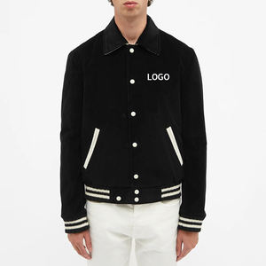 Chaqueta universitaria de béisbol de manga larga con diseño OEM para hombre, chaquetas con letras lisas en blanco de últimos diseños personalizados al por mayor para invierno - Product Image 5